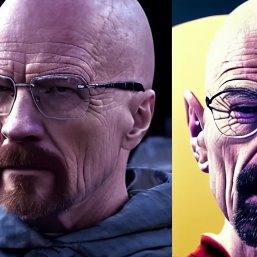 Prompt: Walter White vs lady gaga, realistic, 8k resolution, hyperdetailed, highly detailed, real life, studio lighting, high quality, dramatic shot,