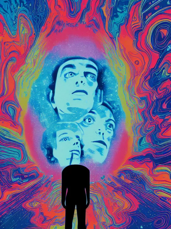 Image similar to A psychedelic poster of 2001: A Space Odyssey by Wes Wilson