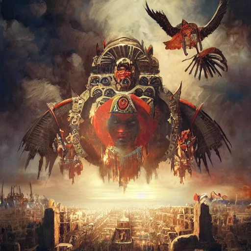 Image similar to rise of the aztec empire by raymond swanland, highly detailed