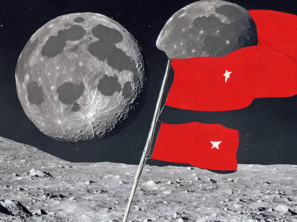 Image similar to Soviet flag on the moon, 1969