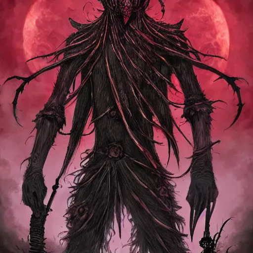 Prompt: Kakuna in style of Bloodborne. Concept art, cosmic horror, body horror, ArtStation.