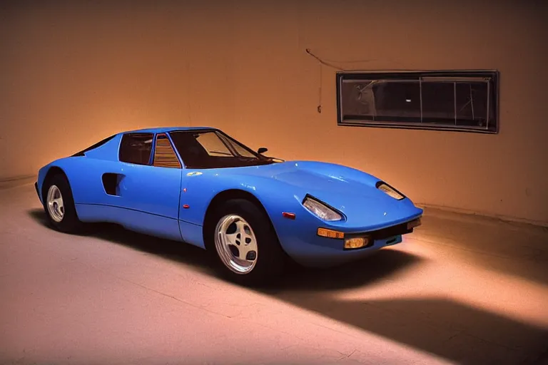 Prompt: studio photoshoot designed by giorgetto giugiaro of a single 1 9 8 8 fj 4 0 miura, thick neon lights, ektachrome photograph, volumetric lighting, f 8 aperture, cinematic eastman 5 3 8 4 film