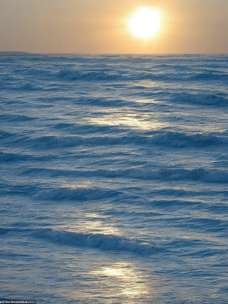 Image similar to and in the element of light, the sun reflected from the waves, inshore it spangles, the child of air is borne upon the wind that blows across the sea