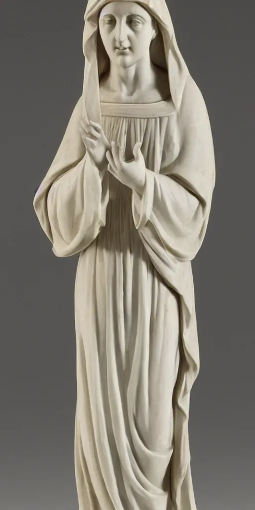 Prompt: a marble statue of the virgin Mary,