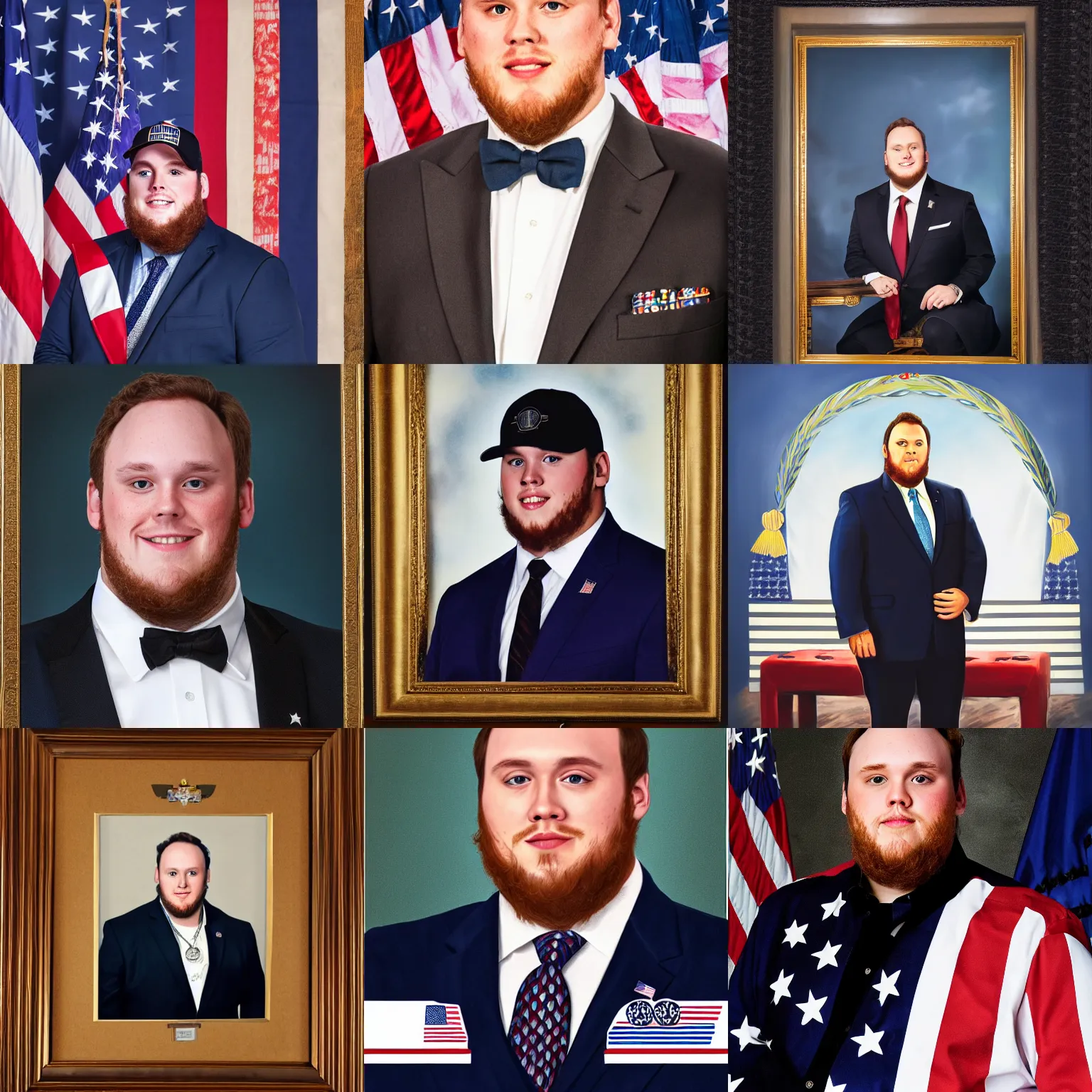 Prompt: Official Portrait of United States President Luke Combs