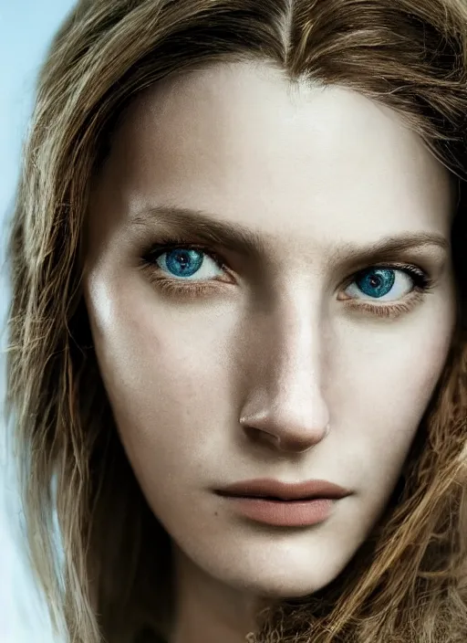 Image similar to closeup portrait of Maria Orsic, zeiss lens, detailed, symmetrical, centered, fashion photoshoot, by Annie Leibovitz and Steve McCurry, David Lazar, Jimmy Nelsson, Breathtaking, 8k resolution, extremely detailed, beautiful, establishing shot, artistic, hyperrealistic, beautiful face, octane render