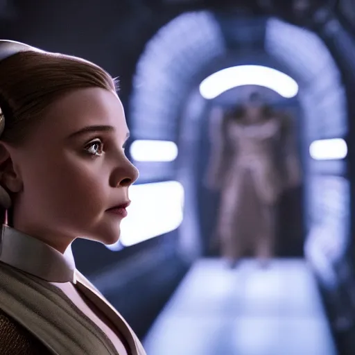 Prompt: Adult Chloe Moretz as Princess Leia, movie scene, XF IQ4, 150MP, 50mm, F1.4, studio lighting, professional, Look at all that detail!, Dolby Vision, UHD