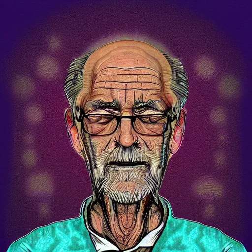 Prompt: digital art of grandpa on dmt