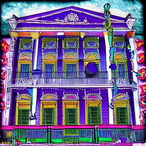 Prompt: the good god zeus in a marvelous and appropriate tuxedo standing in new orleans ; technicolor radioactive wax nanodetailed vinyl architecture