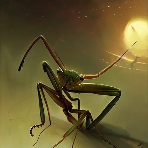 Prompt: praying mantis, by greg rutkowski