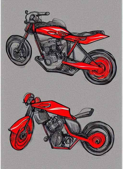 Prompt: illustration of a motorcycle with a red line going through it, an abstract drawing by master of the bambino vispo, behance contest winner, constructivism, academic art, angular