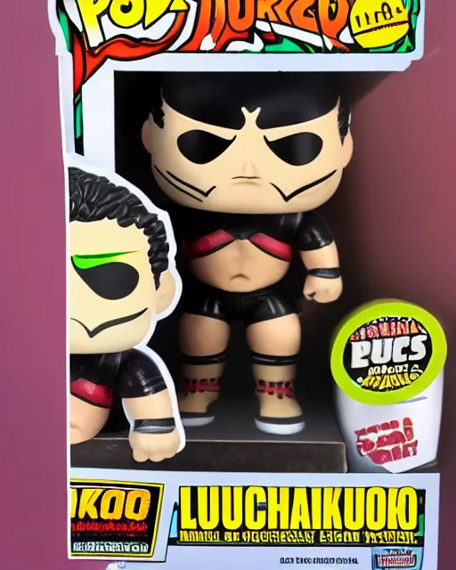 Image similar to luchador wrestler Funko Pop. Photographic, photography