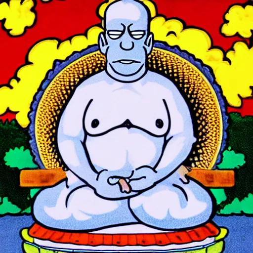 Image similar to a picture of homer simpson as buddha.