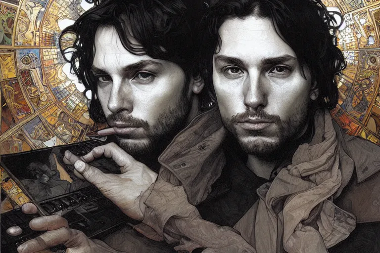 Image similar to hyper realistic portrait of thom singer songwriter, by lee bermejo, alphonse mucha and greg rutkowski