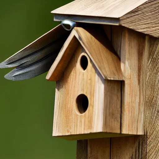 Image similar to tony hawk as an eagle in a birdhouse hyperrealism photo - realistic photography 8 k