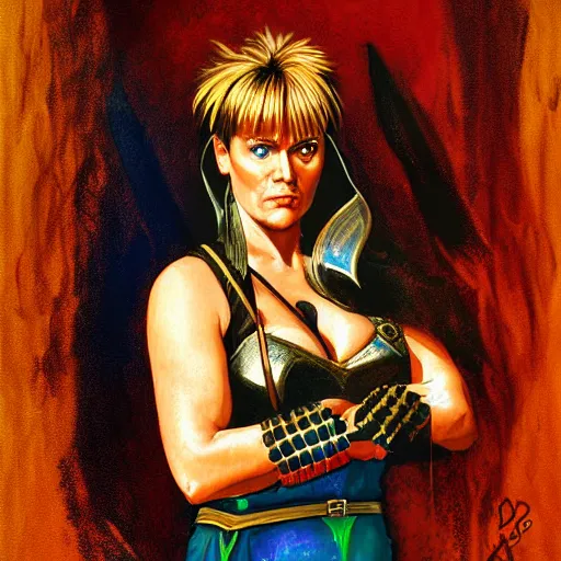 Image similar to xena warrior princess d & d character portrait by francis bacon