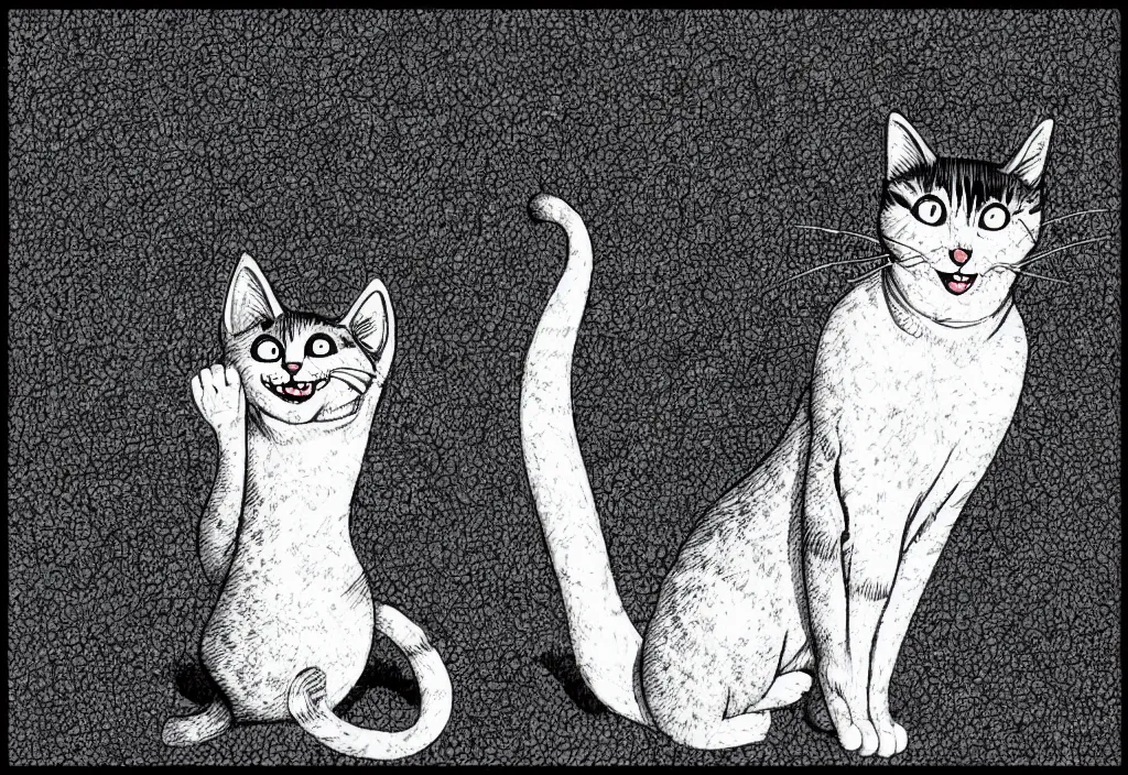 Image similar to smiling cat by junji ito