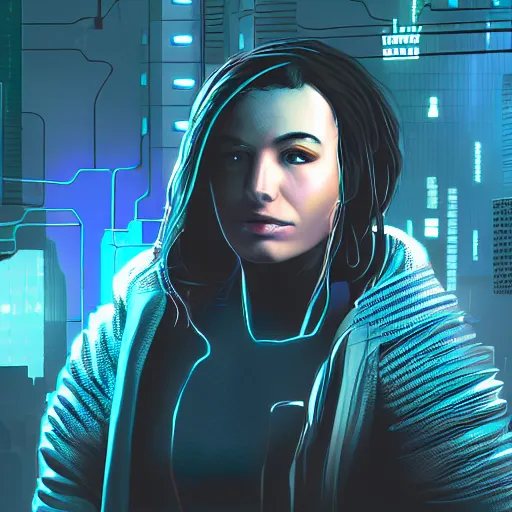 Prompt: portrait of a future cyberpunk character