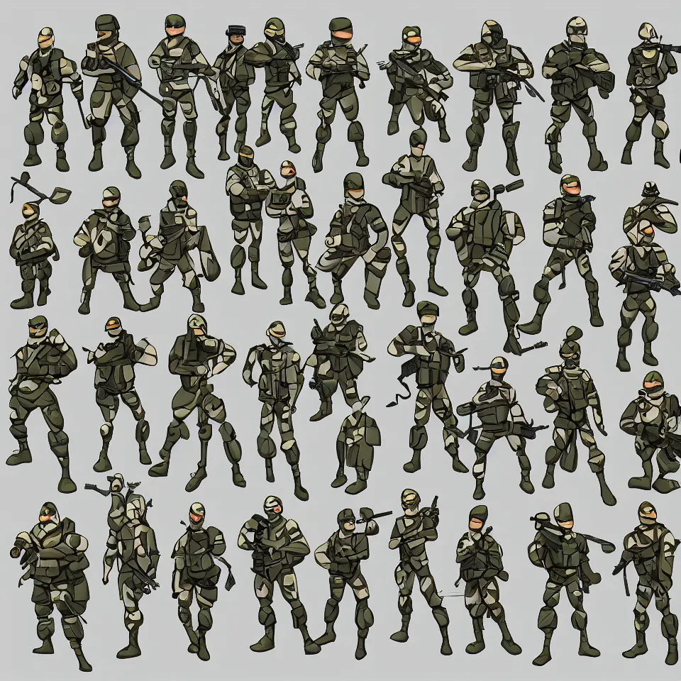 Prompt: cartoon flash animation nano soldiers minimal military armor digital art hd 4 k