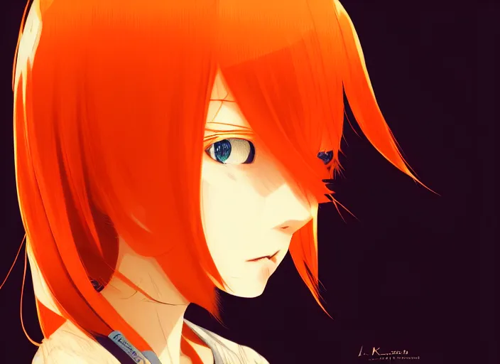 Image similar to anime girl with orange hair in the Soviet pioneer form, manga,katsura masakazu, intricate, detailed, studio lighting, gradation,editorial illustration, matte print, Ilya Kuvshinov, concept art, digital