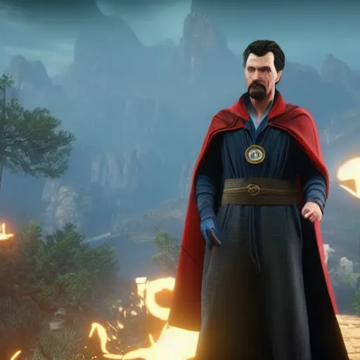 Prompt: Film still of Doctor Strange, from Red Dead Redemption 2 (2018 video game)