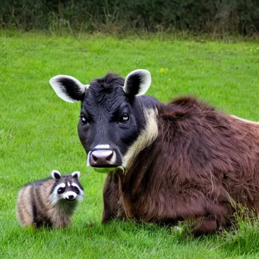 Image similar to picture of a cow and a raccoon