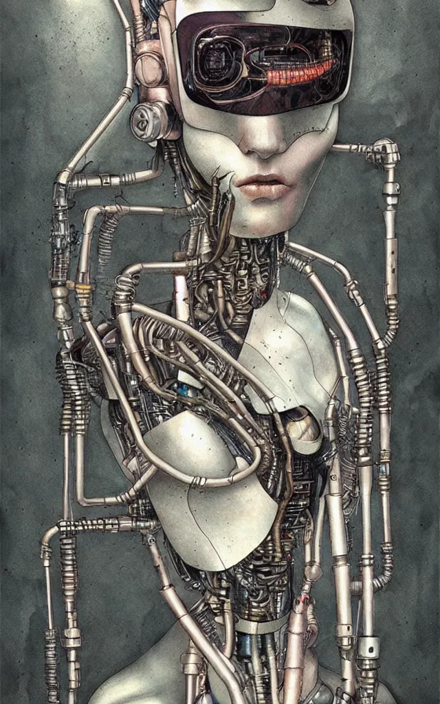 Image similar to futurist cyborg maiden, perfect future, award winning art by santiago caruso, iridescent color palette