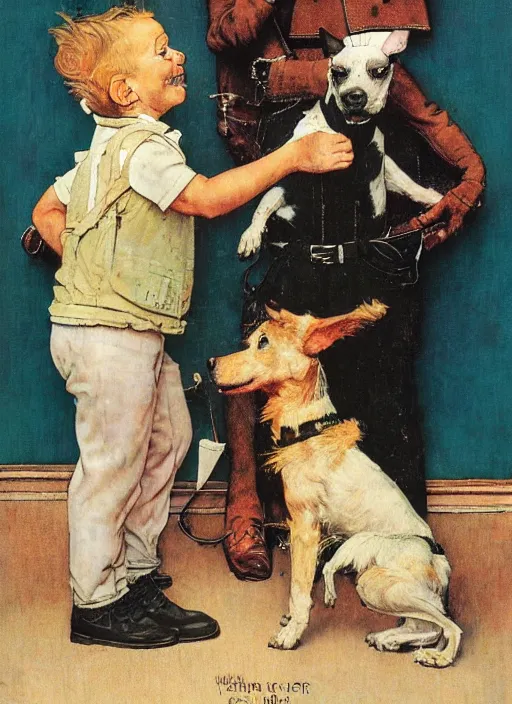 Prompt: a norman rockwell painting of an exploding dog