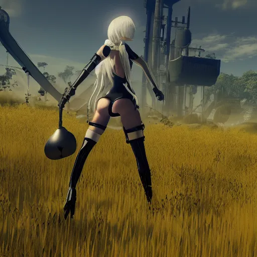 Image similar to a high resolution very detailed image from nier : automata of