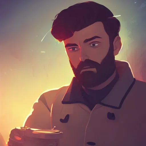Image similar to Ernest Hemingway as Jake Barnes, ambient lighting, 4k, anime key visual, lois van baarle, ilya kuvshinov, rossdraws, artstation