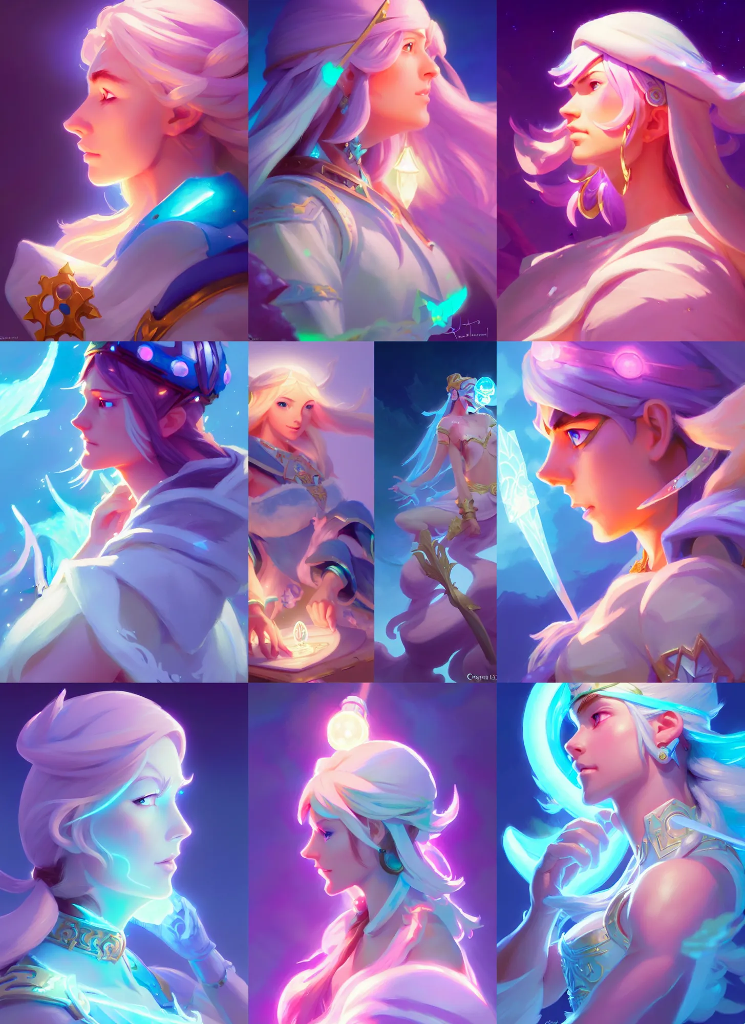 Prompt: side profile, crystal maiden, luminescent, tarot, pastel colors, hero world nintendo, by greg manchess, jesper ejsing, by rhads, makoto shinkai and lois van baarle, ilya kuvshinov, rossdraws global illumination