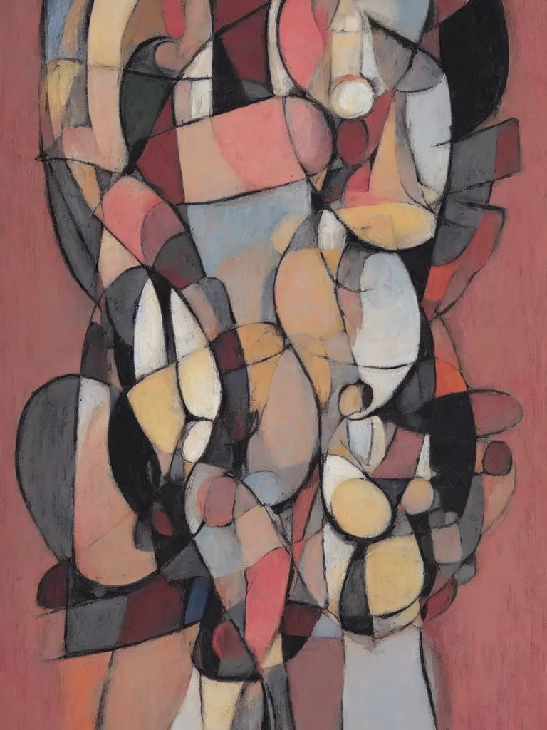 Image similar to abstract figurative art of a human figure by george condo in an aesthetically pleasing natural and pastel color tones, hints of cubism