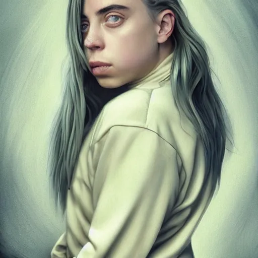 Image similar to billie eilish Perfectly-centered full body portrait-photograph of a real life god from heaven, lifelike, super highly detailed, professional digital painting, artstation, concept art, Unreal Engine 5, Photorealism, HD quality, 8k resolution, cinema 4d, 3D, beautiful, cinematic, art by artgerm and greg rutkowski and alphonse mucha and loish and WLOP