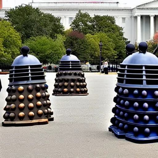 Prompt: daleks attacking washington dc