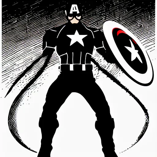Prompt: captain america silhouette vector art