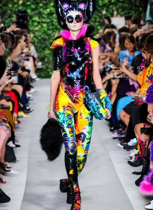 Prompt: hyperrealistic and heavy detailed balenciaga runway show of cats by lisa frank, leica sl 2 5 0 mm, vivid color, high quality, high textured, real life