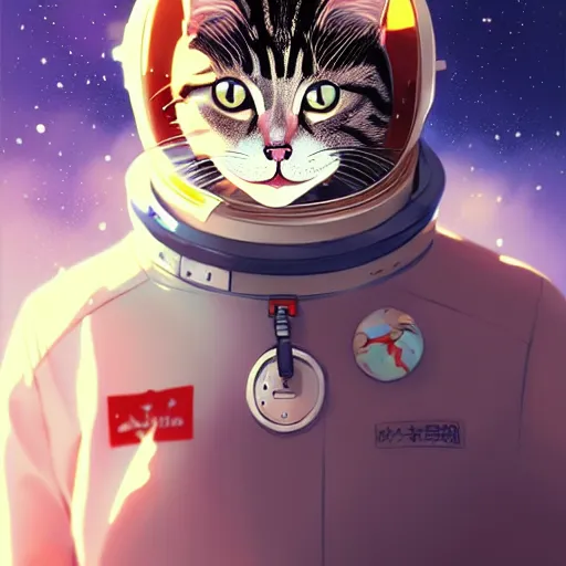 Prompt: cat astronaut, portrait shinkai makoto studio ghibli studio key hideaki anno sakimichan stanley artgerm lau rossdraws james jean marc simonetti elegant highly detailed digital painting artstation pixiv