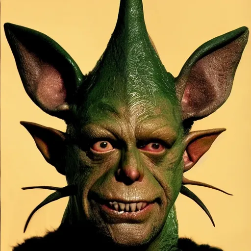 Prompt: medieval fantasy head and shoulders portrait photo of a goblin designed by dave mckean, photo by philip - daniel ducasse and yasuhiro wakabayashi and jody rogac and roger deakins