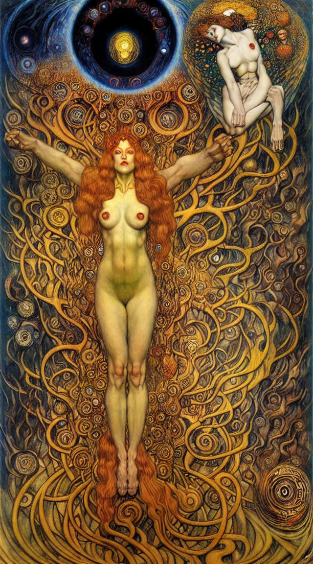 Image similar to Divine Chaos Engine by Karol Bak, Jean Delville, William Blake, Gustav Klimt, and Vincent Van Gogh, symbolist, visionary