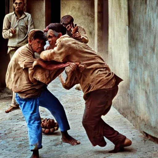 Image similar to bakers fighting escaping bread, by Steve McCurry and David Lazar, natural light, detailed face, CANON Eos C300, ƒ1.8, 35mm, 8K, medium-format print