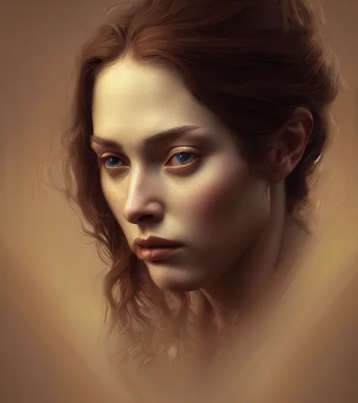 Image similar to portrait of a woman in heightened detail, poised, intense emotion, detailed facial expression, detailed surroundings, intricate, elegant, highly detailed, centered, digital painting, artstation, concept art, smooth, sharp focus, illustration, by ( leonardo da vinci ), wlop