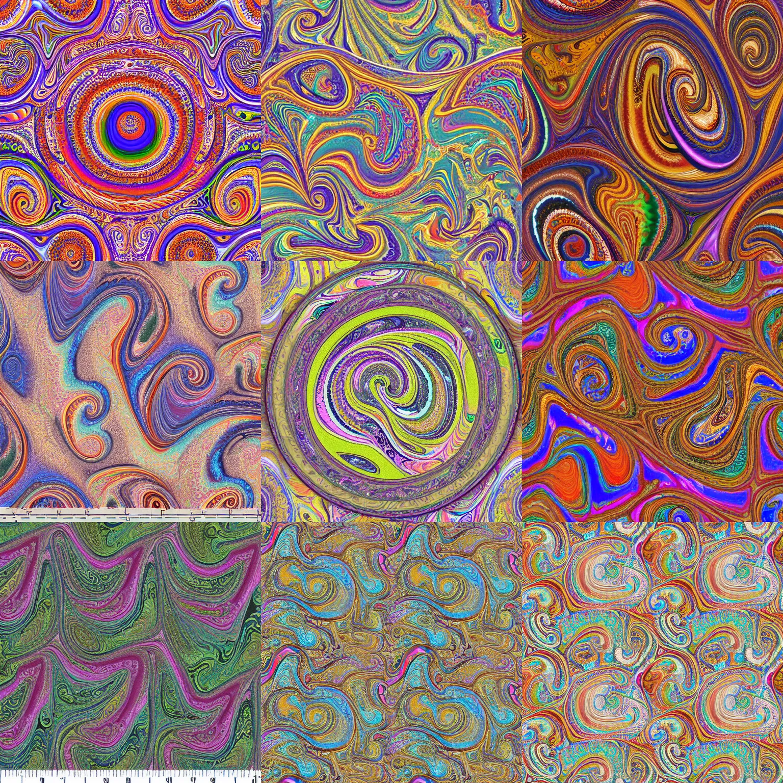 Prompt: swirling maze fractal haeckel paisley marbled multicolor