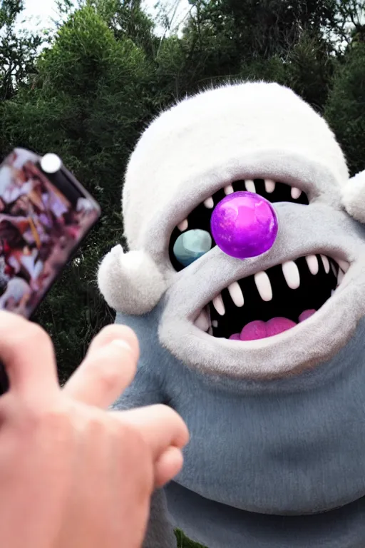 Prompt: funny monster taking a selfie