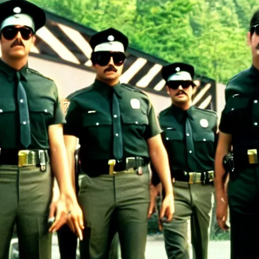 Prompt: a frame from the movie super troopers starring michael jackson