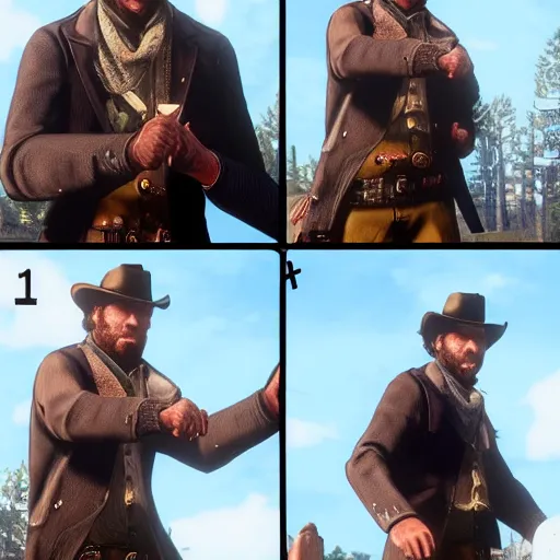 Arthur Morgan punching Micah Bell, Red Dead Redemption, Stable Diffusion