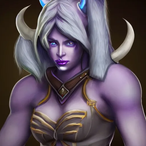 Image similar to Draenei hunter, world of warcraft, character concept, very detailed, trending on artstation, portrait