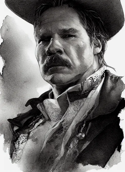 Image similar to portrait, Val Kilmer, Doc Holiday, Tombstone, watercolor, dramatic lighting, cinematic, establishing shot, extremely high detail, foto realistic, cinematic lighting, pen and ink, intricate line drawings, by Yoshitaka Amano, Ruan Jia, Kentaro Miura, Artgerm, post processed, concept art, artstation, matte painting, style by eddie mendoza, raphael lacoste, alex ross