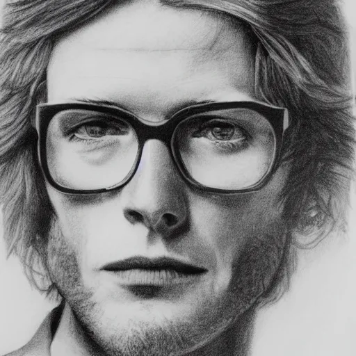 Image similar to pencil illustration of Yves saint laurent highly detailed, cinematic,