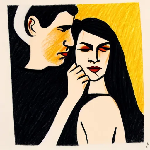 Image similar to a drawing of a man and a woman in the style of jarek puczel