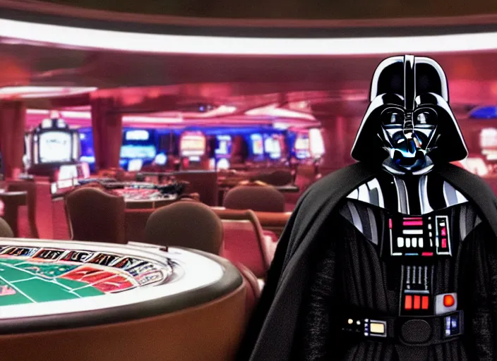 Prompt: Darth Vader goes to a casino in the new Star Wars movie, 4k